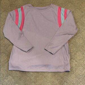 Women’s Purple Long Sleeve Shirt with Pink and Green Stripes
